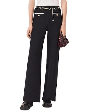 Maje Lurex Tweed High Rise Pants - Black