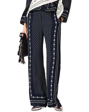 Maje Bandana Print Wide Leg Pants - Blue
