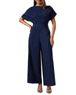 Coast Petite Pleat Off The Shoulder Jumpsuit - Blue