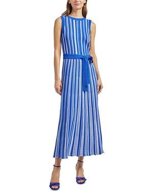 Misook Rib Knit Striped Maxi Dress - Blue