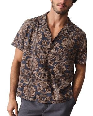 Marine Layer Pablo Tencel Linen Resort Shirt - Brown