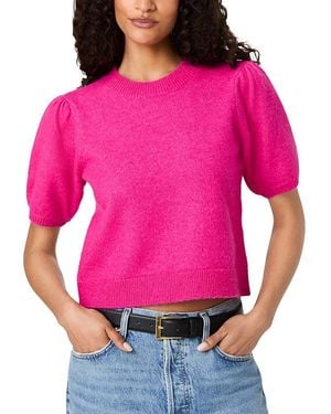 French Connection Yulia Knit Puff Sleeve Top - Pink