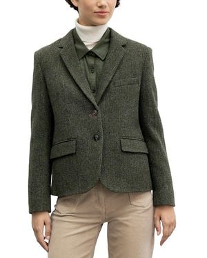 Gerard Darel Juliet Herringbone Two Button Notch Collar Jacket - Green