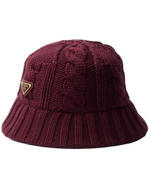 Prada Wool Bucket Hat - Red