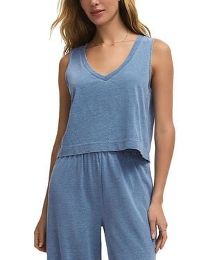 Z Supply Sloane V Neck Denim Tank - Blue