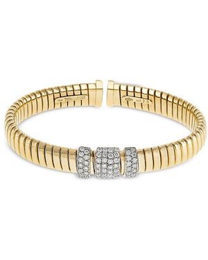 Alberto Milani 18K Diamond Via Mercanti Flat Tubogas Bangle Bracelet - Metallic