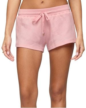 Edikted Baila Waffle Shorts - Pink