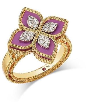 Roberto Coin 18K & Venetian Princess Phosphoiderite & Diamond Flower Ring - Pink
