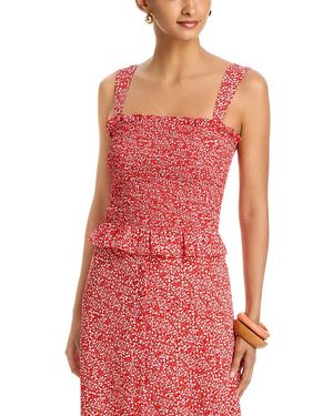 French Connection Agnes Crepe Smocked Top - Red
