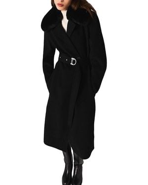 Maje Double Faced Coat With Removable Collar - Black