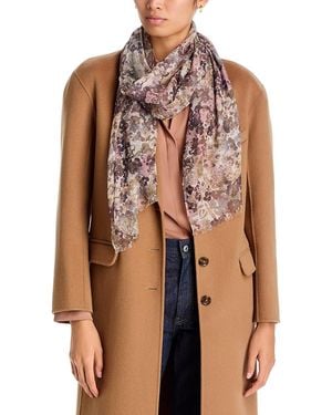 V. Fraas Blurred Floral Scarf - Brown