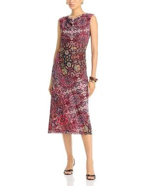 Johnny Was Leyla Cowl Neck Midi Dress - Red