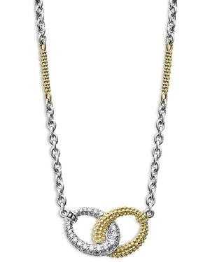 Lagos 18K & Sterling Caviar Lux Diamond Interlocking Circle Pendant Necklace, 16-18 - Metallic