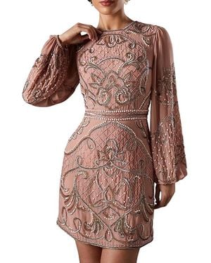 Coast Muse Chiffon Embellished Mini Dress - Brown