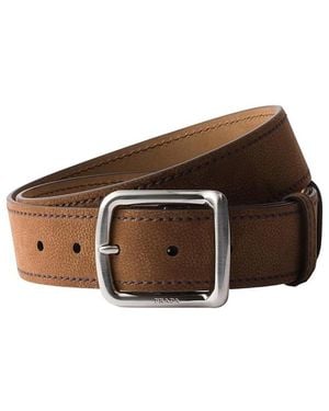 Prada Nubuck Leather Belt - Brown