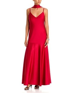 Emanuel Ungaro Leona Satin Drop Waist Dress - Red