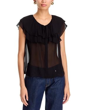 PAIGE Lucia Sheer Ruffled Blouse - Black