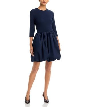 SINGLE THREAD Mixed Media Bubble Hem Dress - Blue