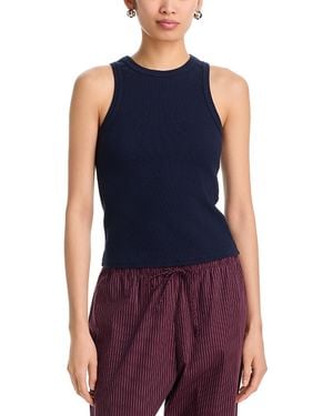 PERFECTWHITETEE Daphne Ribbed High Neck Tank - Blue