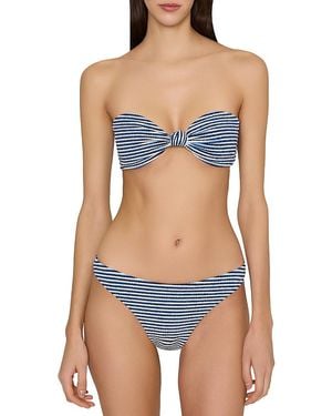 MILLY Textured Striped Bandeau Bikini Top - Blue