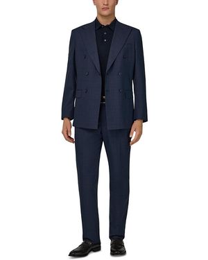 BOGGI Regular Fit Double Breasted Prince Of Wales Suit - Blue