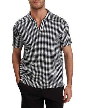 Ted Baker Matejo Mini Check Open Neck Polo Shirt - Gray