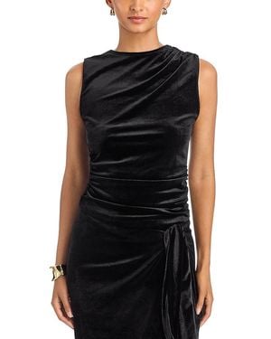 AREA STARS Draped Velvet Sleeveless Top - Black