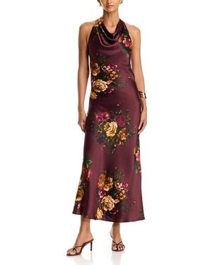 Cara Cara Fara Silk Cowlneck Dress - Red