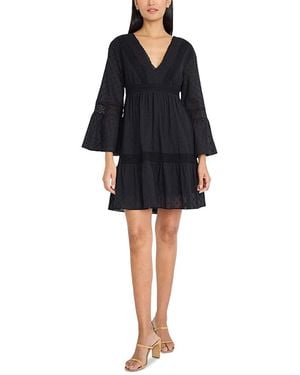 The Good Journey V Neck Wide Sleeve Mini Dress - Black