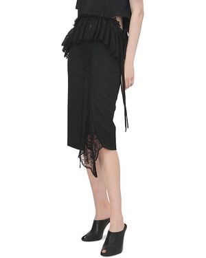 McQueen Lace Up Woven Wool Skirt - Black