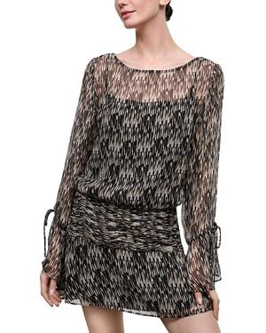 STAUD Beatrix Printed Mini Dress - Black