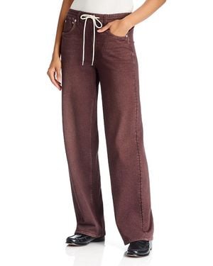 Rag & Bone Miramar Terry Drawstring High Rise Wide Leg Sweatpant Jeans - Red