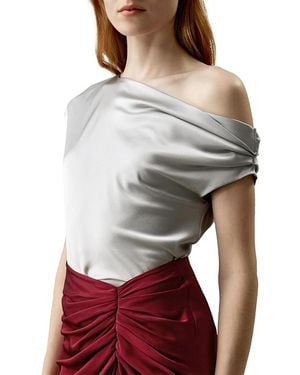 LILYSILK Boat Neck Silk Top - Red