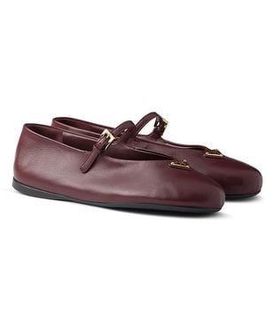 Prada Nappa Leather Ballerinas - Purple