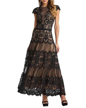 Tadashi Shoji Elzy Sequin Embroidered Tea-Length Dress - Black