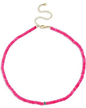 Sydney Evan 14K Bead Charm Hot Ethiopian Opal Beaded Collar Necklace, 16.25-17.5 - Pink