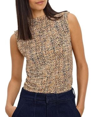 NIC+ZOE Printed Tweed Knit Tank - Blue