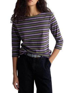 Seasalt Cornwall Sailor Boat Neck 3/4 Sleeve T-Shirt - Black