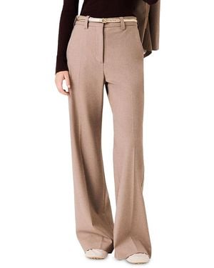 Maje High Rise Wide Leg Pants - Natural