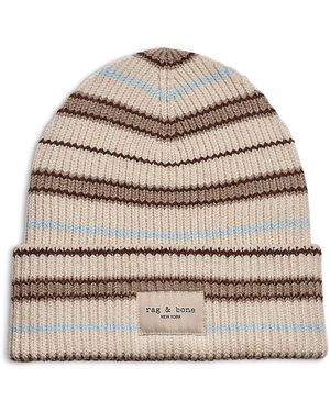 Rag & Bone Blake Multi Stripe Knit Wool Blend Beanie - Natural