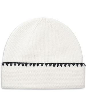 Aqua Whipstitch Beanie - White