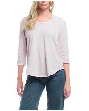 Wilt 3/4 Sleeve Raw Hem Shirttail Tee - White