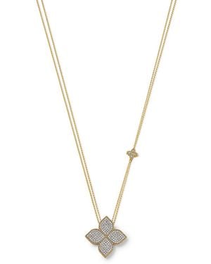 Roberto Coin 18K & Princess Flower Diamond Adjustable Pendant Necklace, 18 Or 31 - Metallic