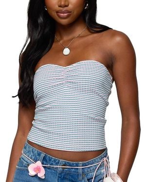 Edikted Veranda Textured Striped Tube Top - Pink