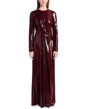 Kate Barton Draped Sequin Gown - Red