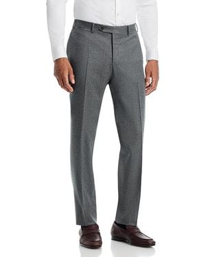 Canali Capri Regular Fit Flat Front Flannel Pants - Gray