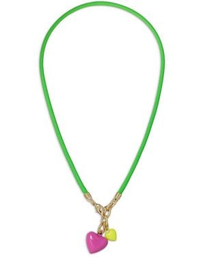 Roxanne Assoulin The Happy Cord Mini Double Heart Pendant Necklace, 18 - Green