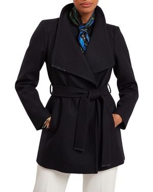 Ted Baker Rosess Wool Blend Wrap Coat - Blue