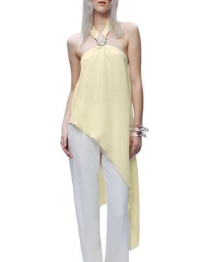 Nocturne Sleeveless Halter Blouse - Natural