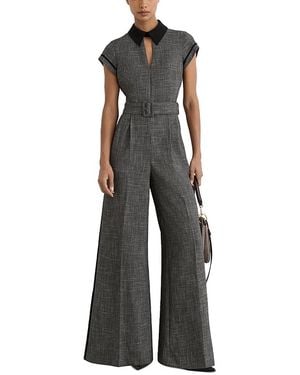 Reiss Bella Belted Wide Leg Jumpsuit - Black